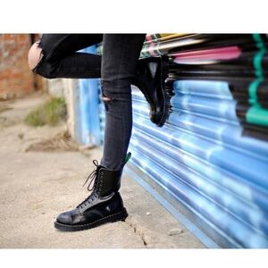 Solovair "Englander" Black 11 Eye Steel Toe Derby Boot